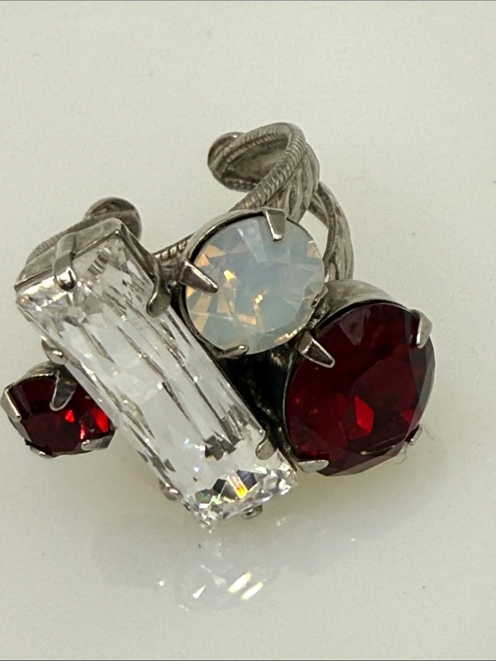 Sorrelli Multistone Clear, Red & Opal-Like Cocktail Ring